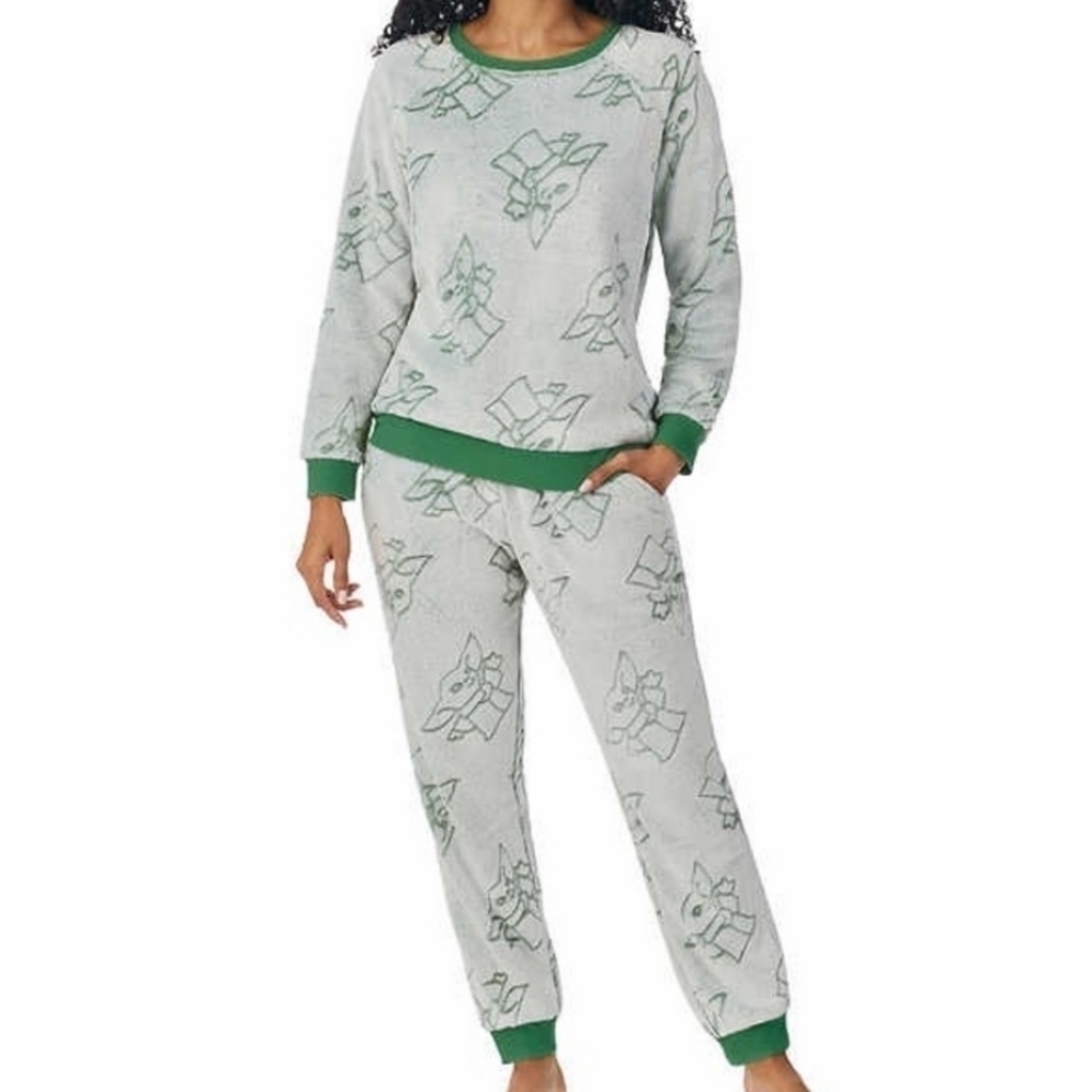 Star Wars Grogu The Child Cozy 2 Piece Jogger Pant Lounge Pajama PJ Set Green XL